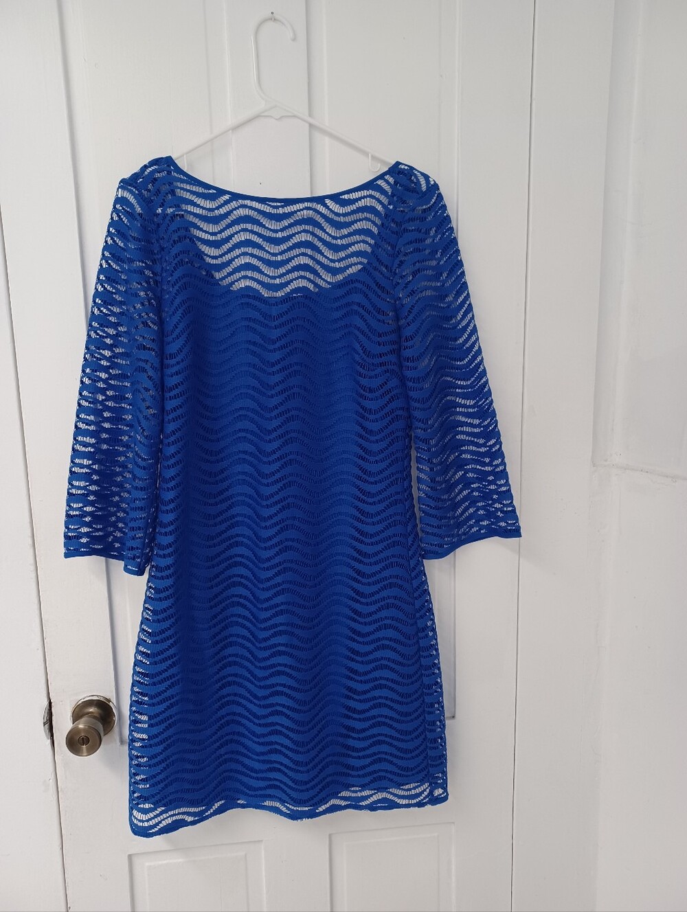 Lilly Pulitzer Royal Blue Wave Lace 3/4 Sleeve Dress